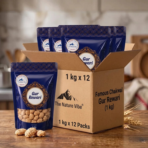 Premium_Chakwal_Gur_Rewari_traditional_crispy_jaggery_sesame_sweet_1 kg 12pcs packing by the nature vibe