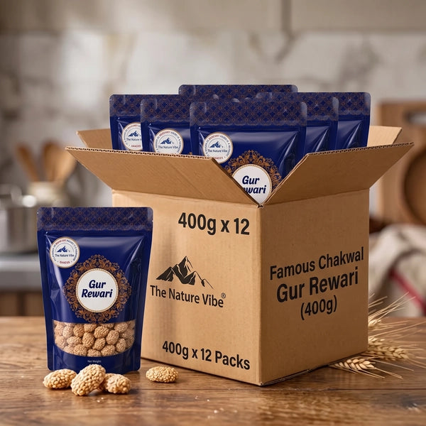 Premium_Chakwal_Gur_Rewari_traditional_crispy_jaggery_sesame_sweet_400g_12pcs by the nature vibe